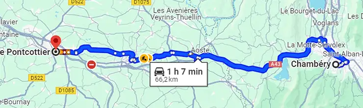 Plan maps reliant chambéry à bourgoin jallieu