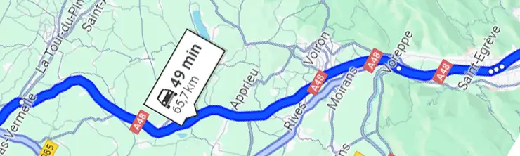 plan d'itinéraire de grenoble à bourgoin jallieu