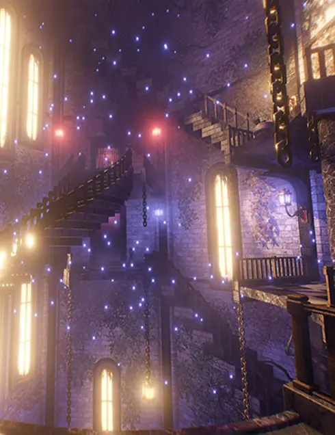Interieur du chateau Escaliers Alice - Escape Game en Réalité Virutelle Bourgoin