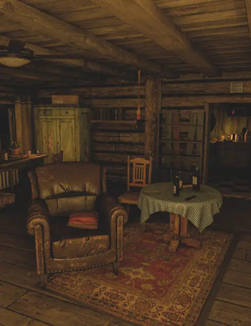 Salon avec horloge et télévision House of fear - Escape Game en Réalité Virutelle Bourgoin