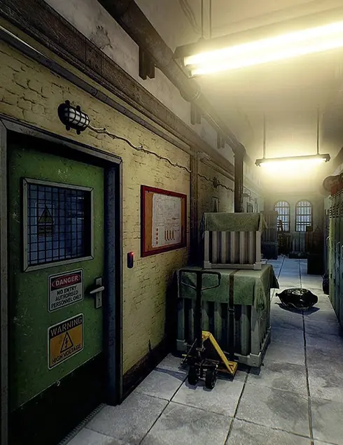 Couloir menant aux cuisines de la Prison - Escape Game en Réalité Virutelle Bourgoin