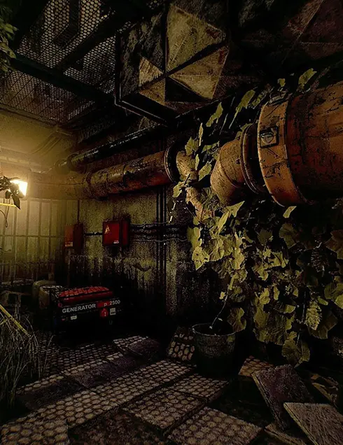 Couloir plein de vegetation dans the prison - Escape Game en Réalité Virutelle Bourgoin
